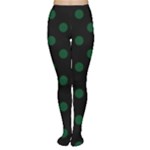 Polka Dots - Forest Green on Black Women s Tights