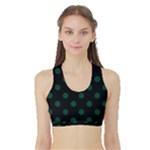 Polka Dots - Forest Green on Black Women s Reversible Sports Bra with Border