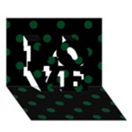 Polka Dots - Forest Green on Black LOVE 3D Greeting Card (7x5)