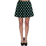Polka Dots - Aquamarine on Black Skater Skirt