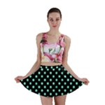 Polka Dots - Aquamarine on Black Mini Skirt