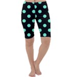 Polka Dots - Aquamarine on Black Cropped Leggings