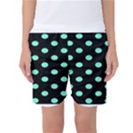 Polka Dots - Aquamarine on Black Women s Basketball Shorts