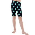 Polka Dots - Aquamarine on Black Kid s Mid Length Swim Shorts