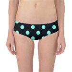 Polka Dots - Aquamarine on Black Classic Bikini Bottoms