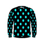 Polka Dots - Aqua Cyan on Black Kid s Sweatshirt