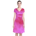 Pink Clouds Short Sleeve Front Wrap Dress