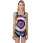 Rippled Geometry  One Piece Boyleg Swimsuit