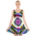 Rippled Geometry  V-Neck Sleeveless Dress