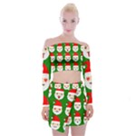 santa emoji emoticons Off Shoulder Top with Mini Skirt Set