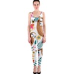 Floral Sloth  One Piece Catsuit