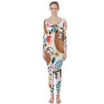 Floral Sloth  Long Sleeve Catsuit