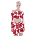 love poppies Off Shoulder Top with Mini Skirt Set
