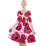 love poppies Quarter Sleeve A-Line Dress