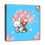 floral bunnies Mini Canvas 8  x 8  (Stretched)