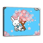 floral bunnies Canvas 16  x 12  (Stretched)