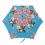 floral bunnies Mini Folding Umbrella