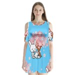 floral bunnies Shoulder Cutout Velvet One Piece