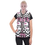 Pink Bow Skull Women s Button Up Vest