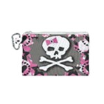 Pink Bow Skull Canvas Cosmetic Bag (Small)