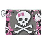 Pink Bow Skull Canvas Cosmetic Bag (XL)