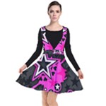 Pink Star Design Plunge Pinafore Dress