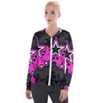 Pink Star Design Velour Zip Up Jacket