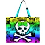 Rainbow Skull Zipper Large Tote Bag