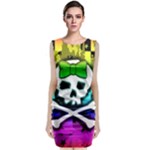 Rainbow Skull Sleeveless Velvet Midi Dress