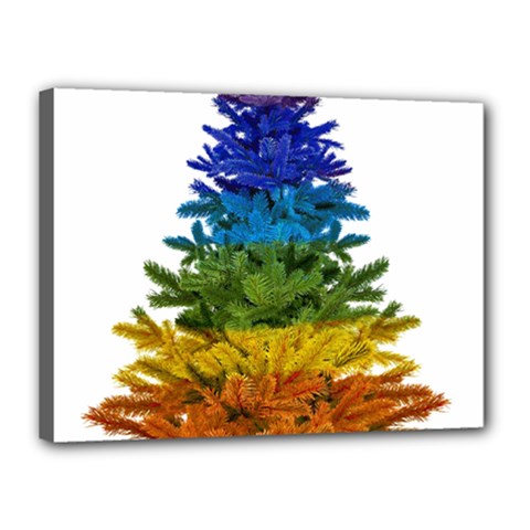 rainbow christmas tree Canvas 16  x 12  (Stretched) from ArtsNow.com