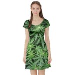 Weed Plants Short Sleeve Skater Dress