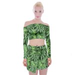 Weed Plants  Off Shoulder Top with Mini Skirt Set