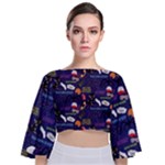 STRANGER THINGS Tie Back Butterfly Sleeve Chiffon Top