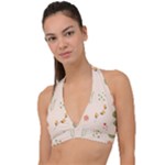Spring Art Floral Pattern Design Halter Plunge Bikini Top