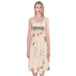 Spring Art Floral Pattern Design Midi Sleeveless Dress