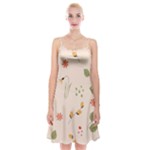Spring Art Floral Pattern Design Spaghetti Strap Velvet Dress
