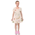 Spring Art Floral Pattern Design Kids  Short Sleeve Velvet Dress