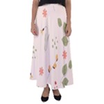 Spring Art Floral Pattern Design Flared Maxi Skirt