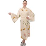 Spring Art Floral Pattern Design Maxi Velvet Kimono