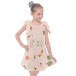 Spring Art Floral Pattern Design Kids  Tie Up Tunic Dress