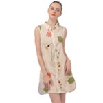 Spring Art Floral Pattern Design Sleeveless Shirt Dress