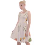 Spring Art Floral Pattern Design Knee Length Skater Dress