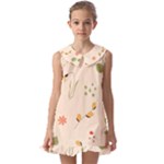 Spring Art Floral Pattern Design Kids  Pilgrim Collar Ruffle Hem Dress