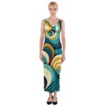 Wave Waves Ocean Sea Abstract Whimsical Fitted Maxi Dress