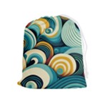 Wave Waves Ocean Sea Abstract Whimsical Drawstring Pouch (XL)