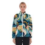 Wave Waves Ocean Sea Abstract Whimsical Women s Bomber Jacket