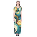 Wave Waves Ocean Sea Abstract Whimsical Short Sleeve Maxi Dress