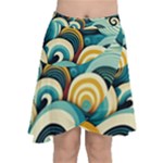 Wave Waves Ocean Sea Abstract Whimsical Chiffon Wrap Front Skirt