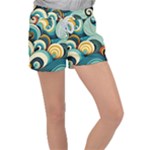 Wave Waves Ocean Sea Abstract Whimsical Women s Velour Lounge Shorts
