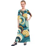 Wave Waves Ocean Sea Abstract Whimsical Kids  Quarter Sleeve Maxi Dress